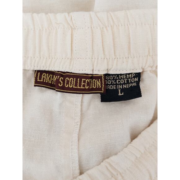 Lakhay's Collection Hemp Cotton Blend Pull On Cargo Shorts Neutral Size Large - Picture 5 of 12